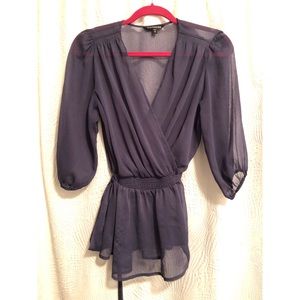 Gauzy Faux Wrap Shirt by Express